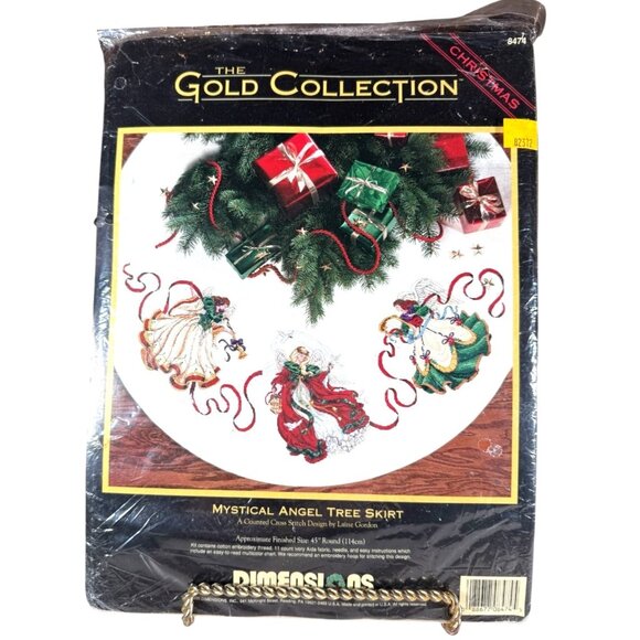 NOS Dimensions Mystical Angels Tree Skirt Kit Counted Cross Stitch DIY crafting - Picture 1 of 8